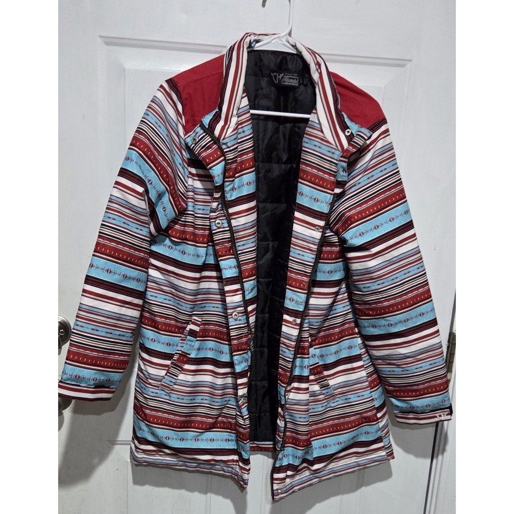 Cowgirl Hardware Red, Blue & White Striped Hooded Jacket Women L